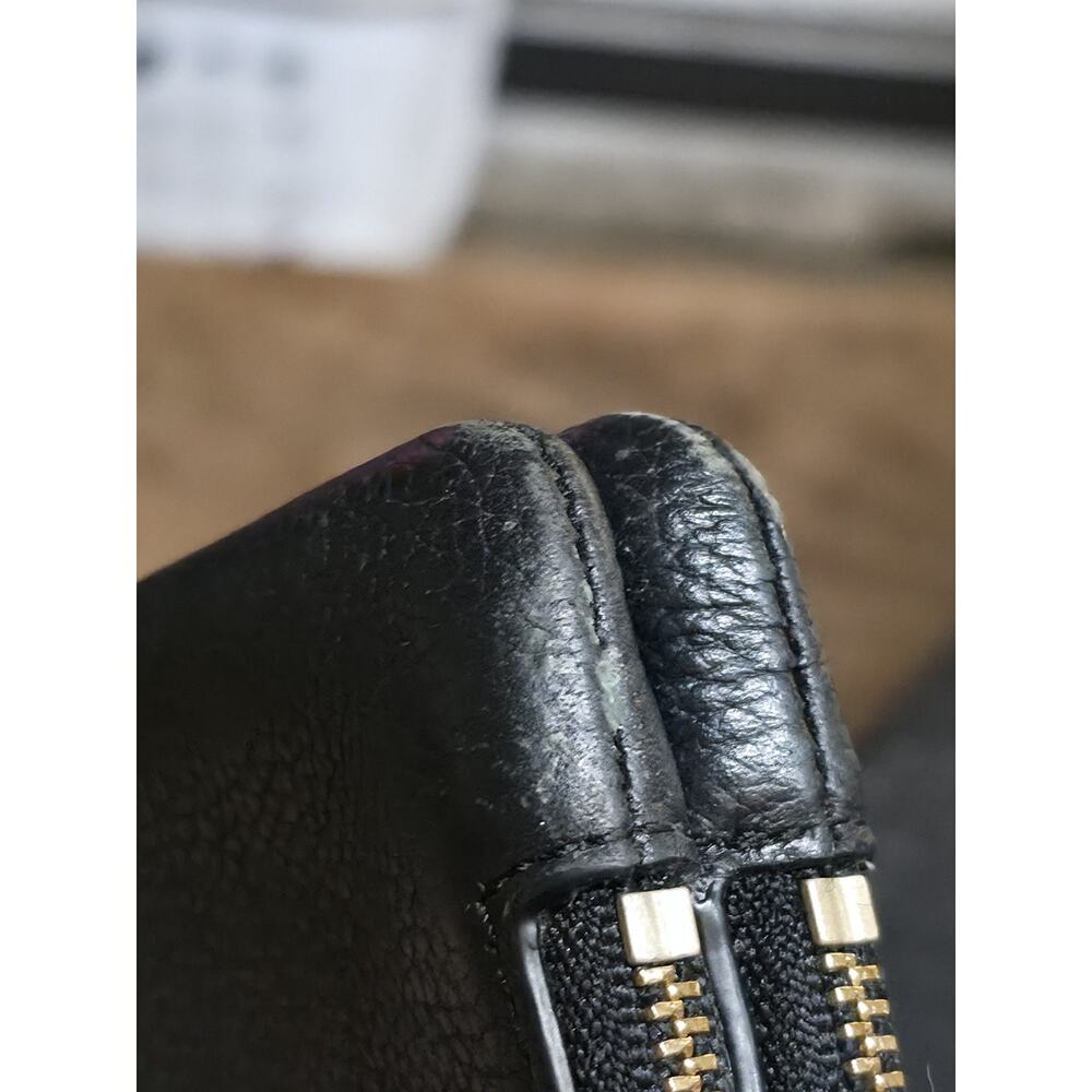 COACH Double Corner Zip WRISTLET BLACK Pebbled Leather Clutch Purse 2016 - Picture 9 of 10